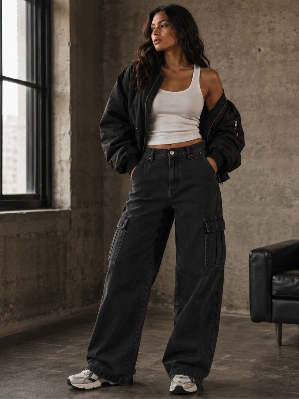 Levi’s ‘94 Baggy Cargo Jeans Black High Rise Wide Leg NWT Size 27